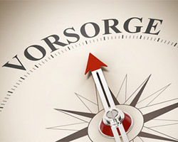 Der Kompass-Pfeil steht auf Vorsorge.
