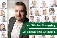 In einem Mosaik von Bildern werden verschiedene Steuerring-Berater und Mitarbeiter gezeigt. Rechts im Bild steht „Ich. Wir. Der Steuerring. Ein einzigartiges Netzwerk.“